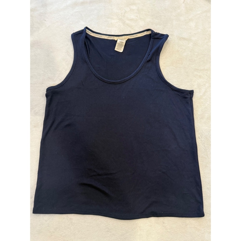 Lucky Brand Womens Navy Blue Scoop Neck Sleeveless Tank Top Size XL Stretch Knit